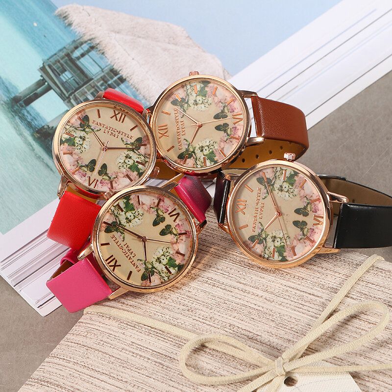 Lvpai Casual Fashion Landscape Pattern Pu Correa De Cuero Reloj De Pulsera Para Mujer Reloj De Cuarzo