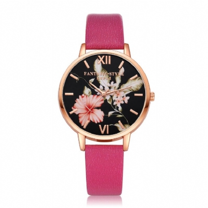 Lvpai Moda Flor Patrón Pu Correa De Cuero Mujeres Reloj De Pulsera Vestido De Mujer Reloj De Cuarzo