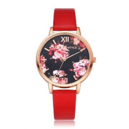 Lvpai P086 Pantalla De Flores Diseño Elegante Reloj De Pulsera Para Mujer Reloj De Cuarzo Con Banda De Cuero Pu