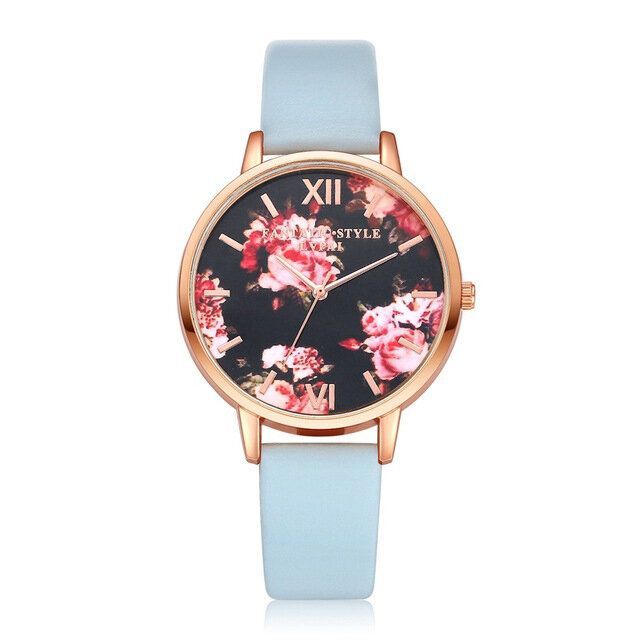 Lvpai P086 Pantalla De Flores Diseño Elegante Reloj De Pulsera Para Mujer Reloj De Cuarzo Con Banda De Cuero Pu