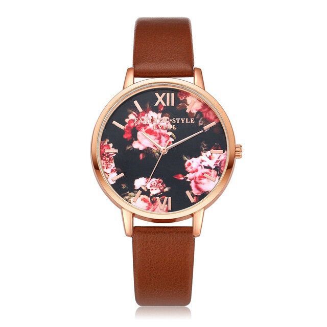 Lvpai P086 Pantalla De Flores Diseño Elegante Reloj De Pulsera Para Mujer Reloj De Cuarzo Con Banda De Cuero Pu