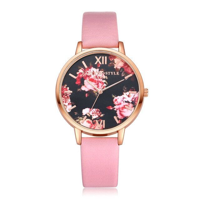 Lvpai P086 Pantalla De Flores Diseño Elegante Reloj De Pulsera Para Mujer Reloj De Cuarzo Con Banda De Cuero Pu