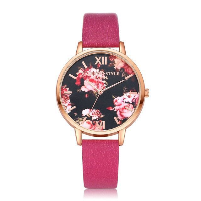 Lvpai P086 Pantalla De Flores Diseño Elegante Reloj De Pulsera Para Mujer Reloj De Cuarzo Con Banda De Cuero Pu