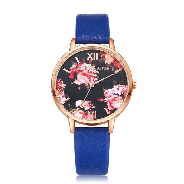 Lvpai P086 Pantalla De Flores Diseño Elegante Reloj De Pulsera Para Mujer Reloj De Cuarzo Con Banda De Cuero Pu