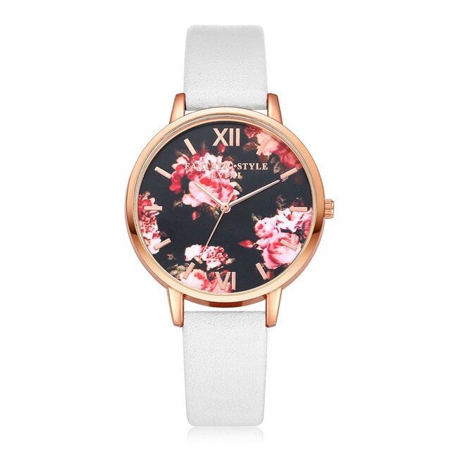 Lvpai P086 Pantalla De Flores Diseño Elegante Reloj De Pulsera Para Mujer Reloj De Cuarzo Con Banda De Cuero Pu