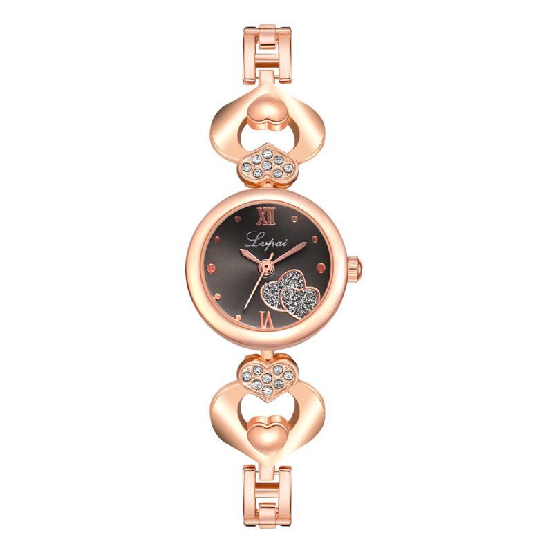 Lvpai P827 Crystal Love Heart Gift Reloj De Pulsera Para Mujer Relojes De Cuarzo De Estilo Casual De Acero Completo