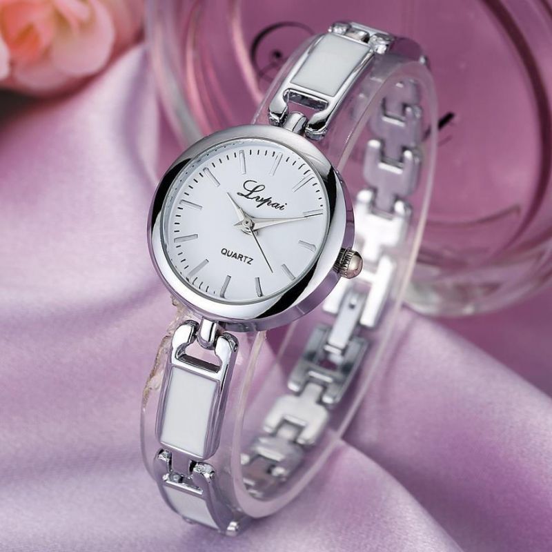 Lvpai Reloj De Pulsera De Acero Inoxidable Con Diamantes De Imitación Para Mujer Reloj De Cuarzo De Diseño Elegante