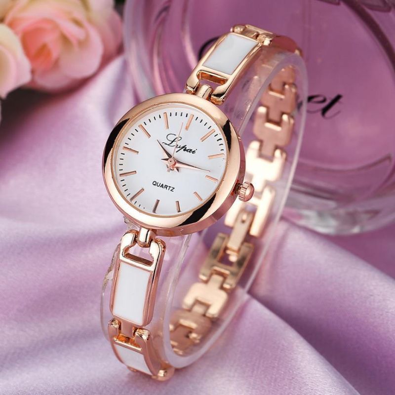 Lvpai Reloj De Pulsera De Acero Inoxidable Con Diamantes De Imitación Para Mujer Reloj De Cuarzo De Diseño Elegante