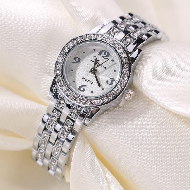 Lvpai Xr1671-1 Reloj De Pulsera Para Mujer Con Vestido De Diamantes Reloj De Cuarzo Con Diseño Elegante De Acero Completo