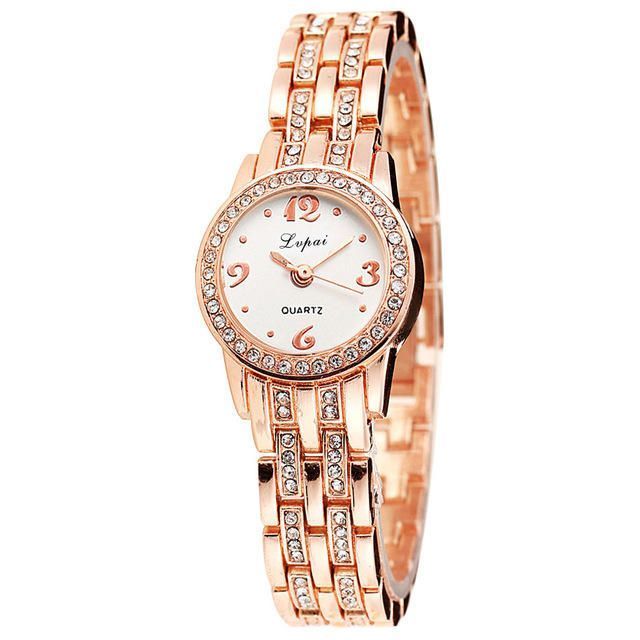 Lvpai Xr1671-1 Reloj De Pulsera Para Mujer Con Vestido De Diamantes Reloj De Cuarzo Con Diseño Elegante De Acero Completo