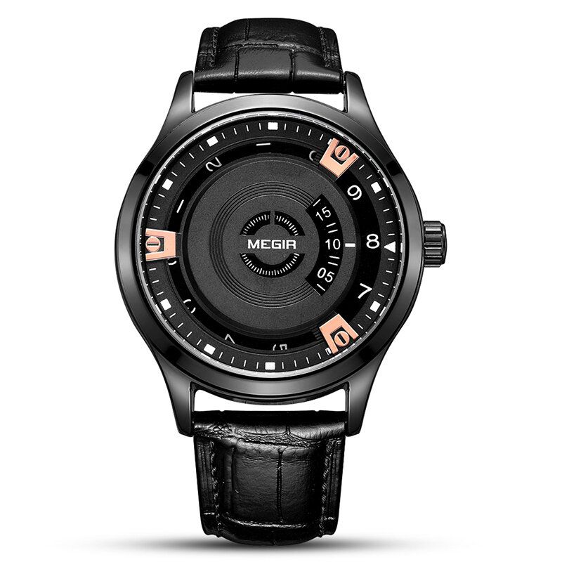 Megir 1067g Reloj De Pulsera De Estilo Casual Con Calendario Para Hombre Reloj De Cuarzo Con Banda De Cuero Genuino