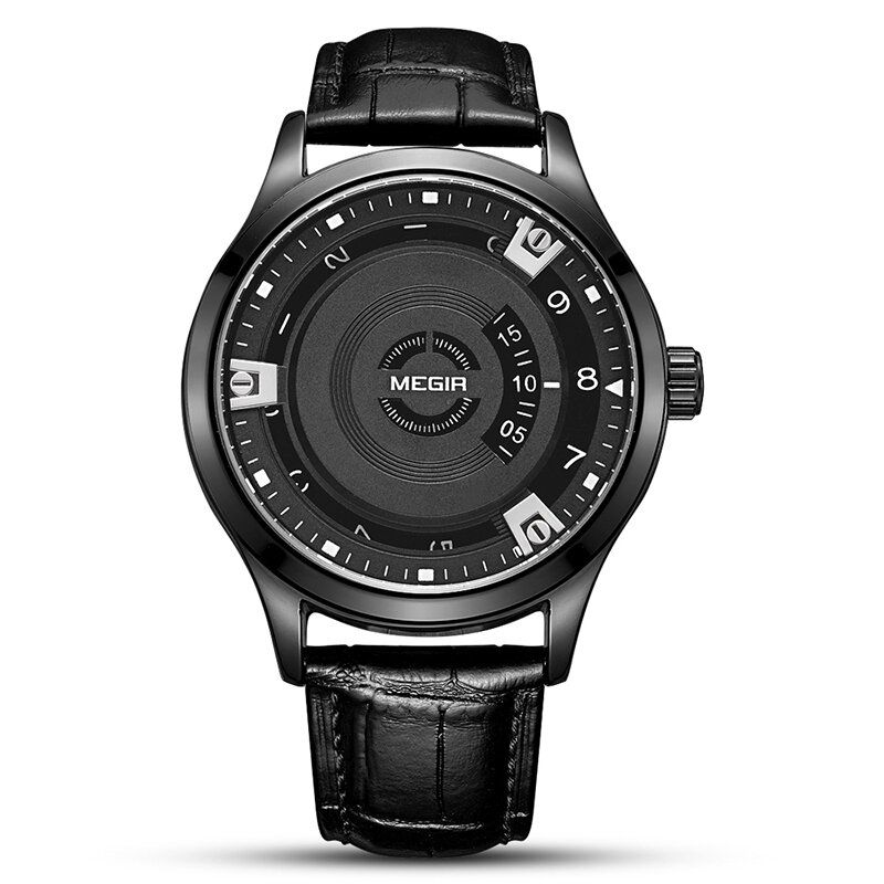 Megir 1067g Reloj De Pulsera De Estilo Casual Con Calendario Para Hombre Reloj De Cuarzo Con Banda De Cuero Genuino