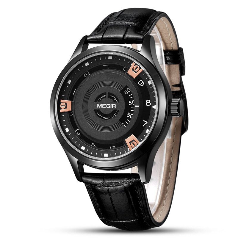 Megir 1067g Reloj De Pulsera De Estilo Casual Con Calendario Para Hombre Reloj De Cuarzo Con Banda De Cuero Genuino