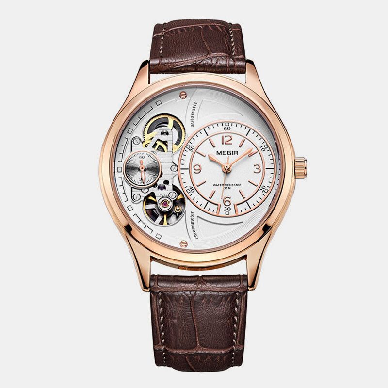 Megir 2021g Reloj De Pulsera Para Hombre De Estilo Empresarial Reloj Mecánico Automático Con Esfera Hueca