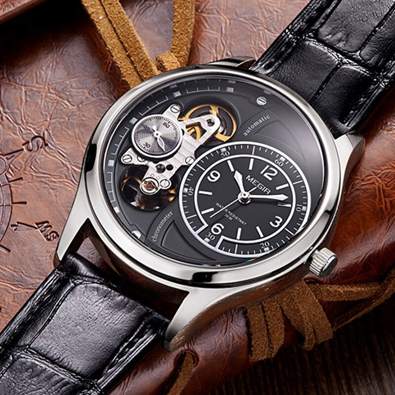 Megir 2021g Reloj De Pulsera Para Hombre De Estilo Empresarial Reloj Mecánico Automático Con Esfera Hueca