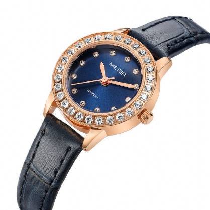 Megir 4205 Reloj De Pulsera De Mujer De Diseño Elegante Reloj De Cuarzo Con Banda De Cuero Genuino