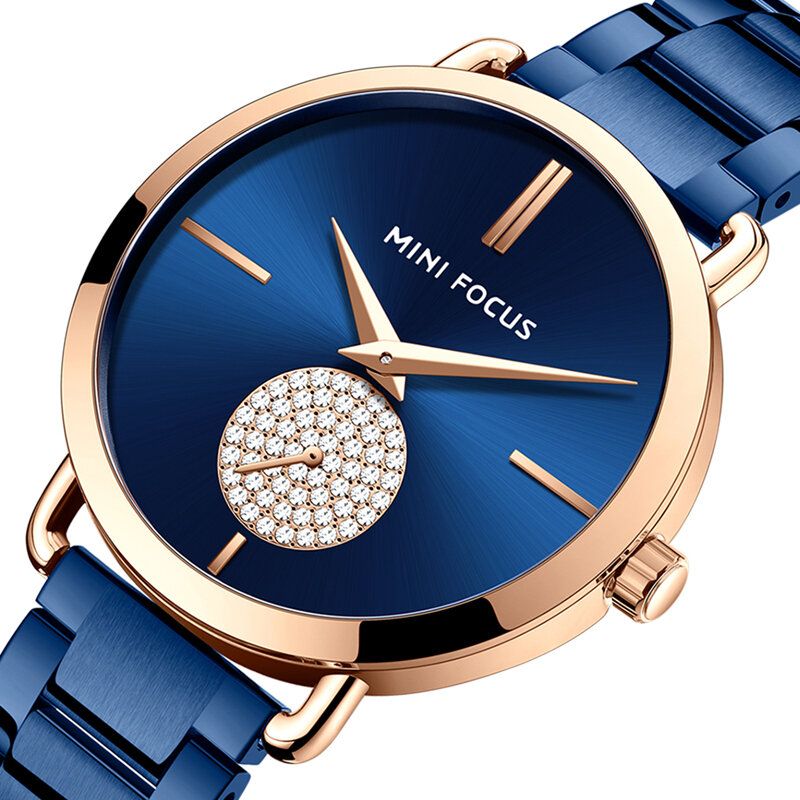 Mini Focus 0222l Reloj De Pulsera De Mujer Con Esfera Pequeña De Cristal De Estilo Informal Reloj De Cuarzo De Acero Resistente Al Agua