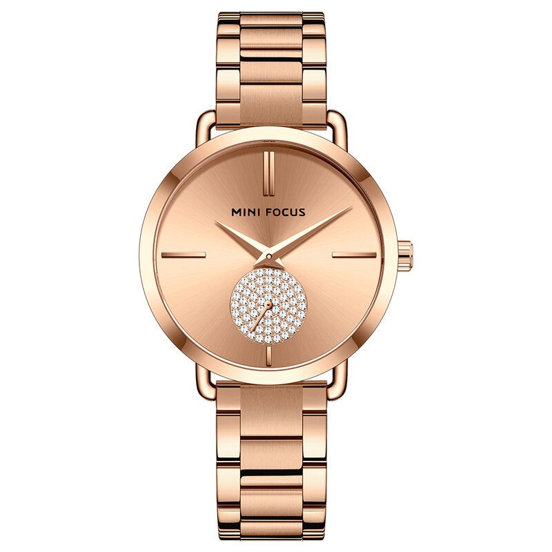 Mini Focus 0222l Reloj De Pulsera De Mujer Con Esfera Pequeña De Cristal De Estilo Informal Reloj De Cuarzo De Acero Resistente Al Agua