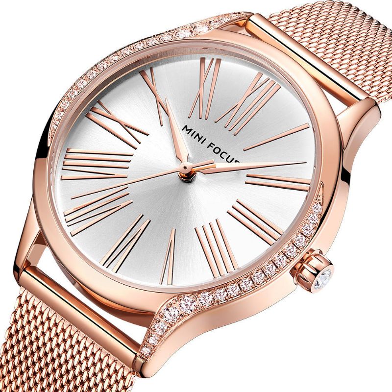 Mini Focus 0259l Reloj De Pulsera De Cristal De Estilo Casual Para Mujer Reloj De Cuarzo Con Banda De Acero Inoxidable