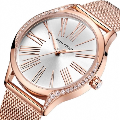 Mini Focus 0259l Reloj De Pulsera De Cristal De Estilo Casual Para Mujer Reloj De Cuarzo Con Banda De Acero Inoxidable