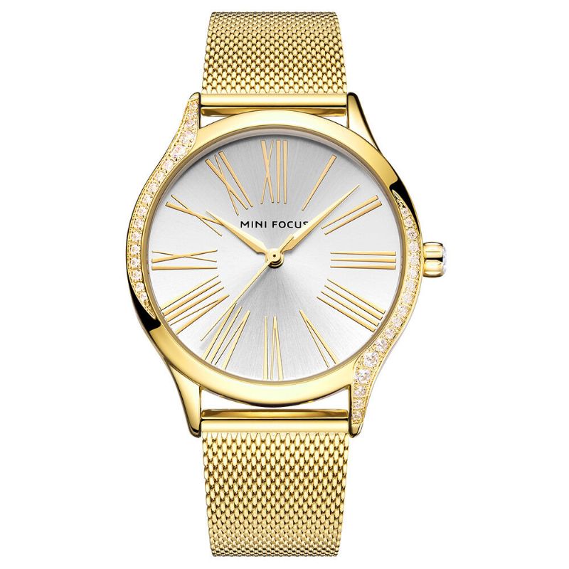 Mini Focus 0259l Reloj De Pulsera De Cristal De Estilo Casual Para Mujer Reloj De Cuarzo Con Banda De Acero Inoxidable