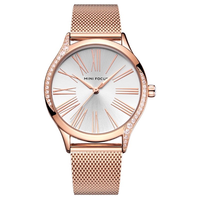 Mini Focus 0259l Reloj De Pulsera De Cristal De Estilo Casual Para Mujer Reloj De Cuarzo Con Banda De Acero Inoxidable