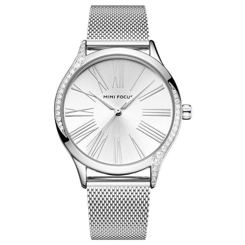 Mini Focus 0259l Reloj De Pulsera De Cristal De Estilo Casual Para Mujer Reloj De Cuarzo Con Banda De Acero Inoxidable