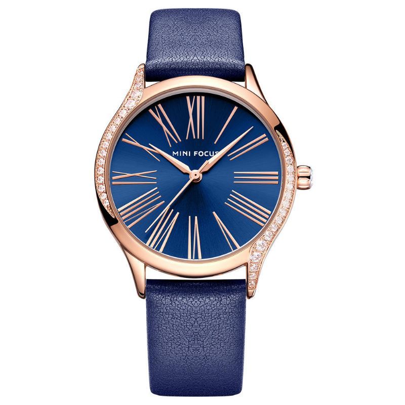 Mini Focus 0259l Reloj De Pulsera De Mujer Brillante De Estilo Casual Reloj De Cuarzo Con Correa De Cuero Genuino