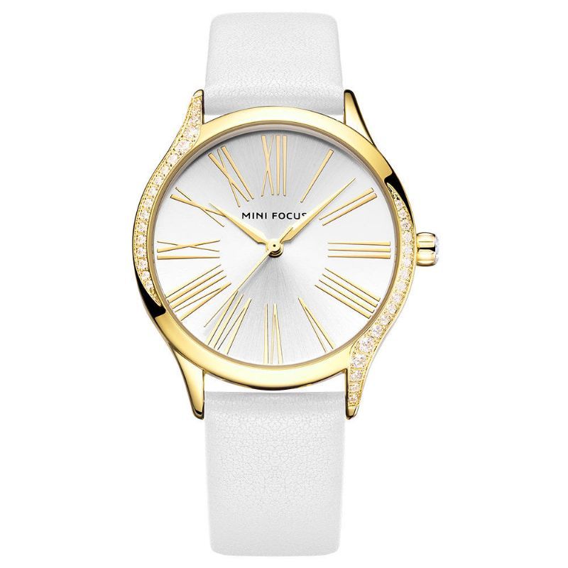 Mini Focus 0259l Reloj De Pulsera De Mujer Brillante De Estilo Casual Reloj De Cuarzo Con Correa De Cuero Genuino