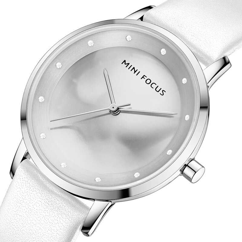 Mini Focus 0332l Reloj De Moda Para Mujer Con Esfera De Diamante Correa De Cuero Impermeable Reloj De Cuarzo Para Mujer Simple