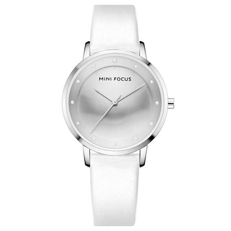 Mini Focus 0332l Reloj De Moda Para Mujer Con Esfera De Diamante Correa De Cuero Impermeable Reloj De Cuarzo Para Mujer Simple