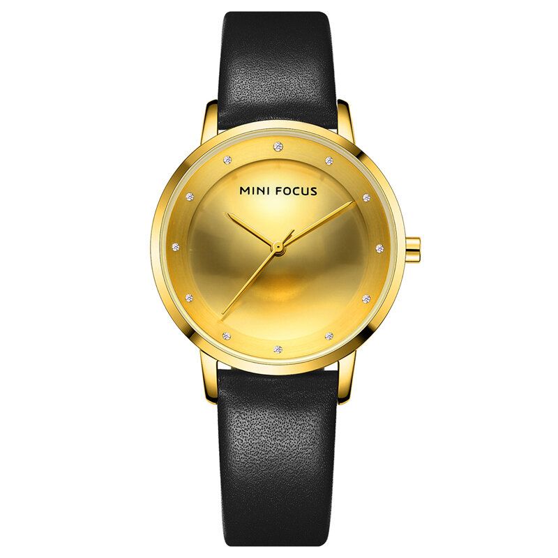 Mini Focus 0332l Reloj De Moda Para Mujer Con Esfera De Diamante Correa De Cuero Impermeable Reloj De Cuarzo Para Mujer Simple