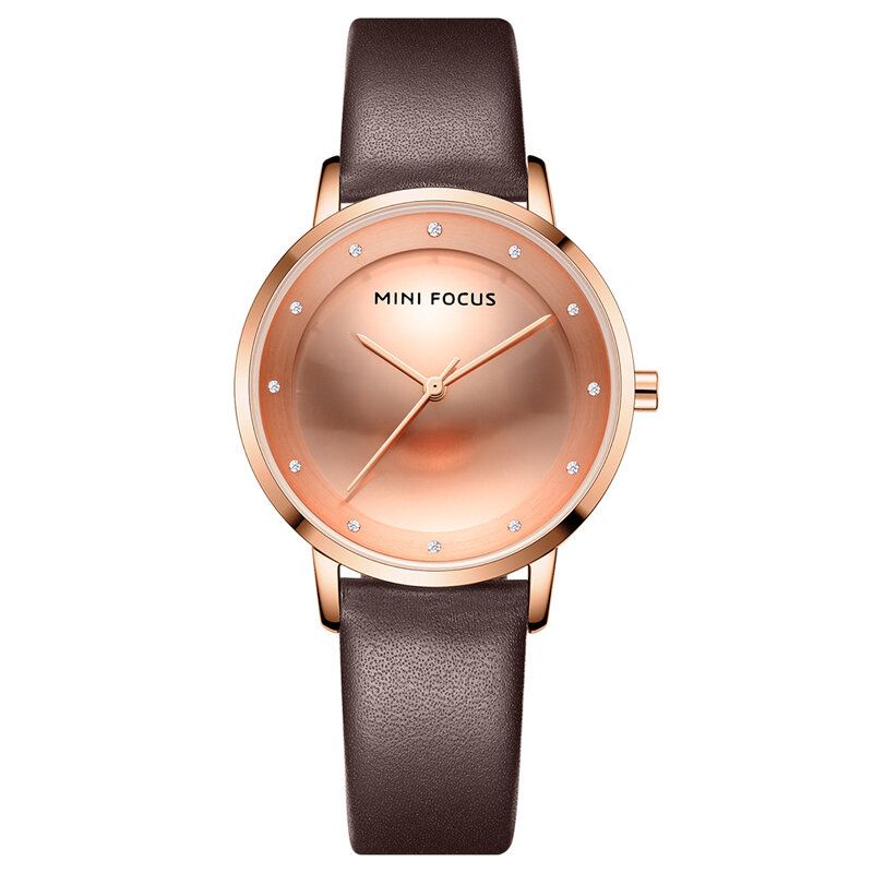 Mini Focus 0332l Reloj De Moda Para Mujer Con Esfera De Diamante Correa De Cuero Impermeable Reloj De Cuarzo Para Mujer Simple