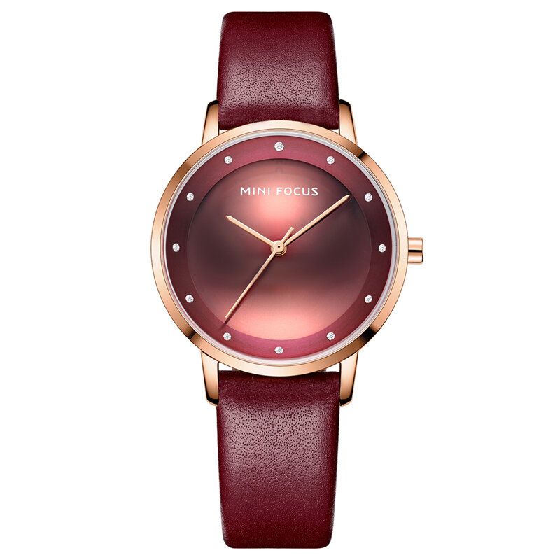 Mini Focus 0332l Reloj De Moda Para Mujer Con Esfera De Diamante Correa De Cuero Impermeable Reloj De Cuarzo Para Mujer Simple