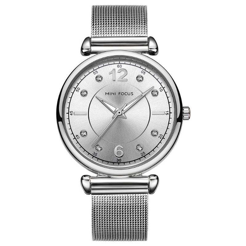 Mini Focus Mf0177l Reloj De Pulsera De Acero De Malla De Diseño Elegante Para Mujer Reloj De Cuarzo De Cristal Para Mujer