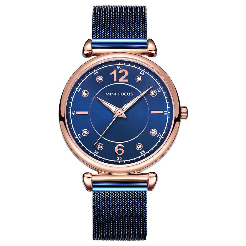 Mini Focus Mf0177l Reloj De Pulsera De Acero De Malla De Diseño Elegante Para Mujer Reloj De Cuarzo De Cristal Para Mujer