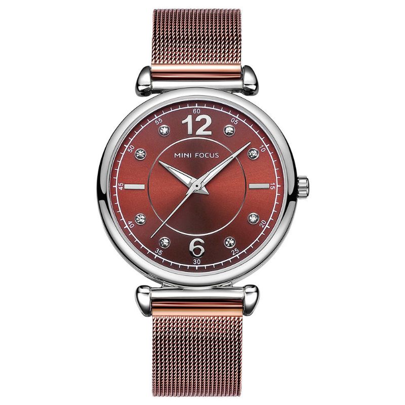 Mini Focus Mf0177l Reloj De Pulsera De Acero De Malla De Diseño Elegante Para Mujer Reloj De Cuarzo De Cristal Para Mujer