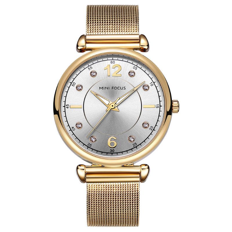 Mini Focus Mf0177l Reloj De Pulsera De Acero De Malla De Diseño Elegante Para Mujer Reloj De Cuarzo De Cristal Para Mujer