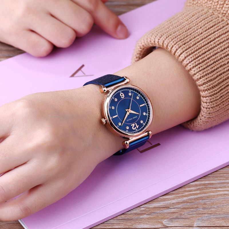 Mini Focus Mf0177l Reloj De Pulsera De Acero De Malla De Diseño Elegante Para Mujer Reloj De Cuarzo De Cristal Para Mujer