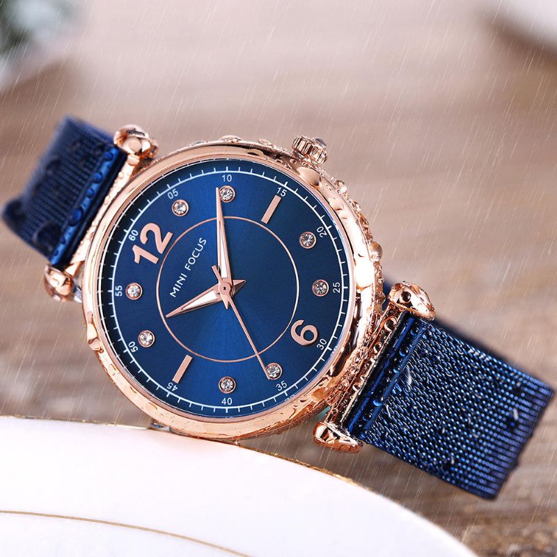 Mini Focus Mf0177l Reloj De Pulsera De Acero De Malla De Diseño Elegante Para Mujer Reloj De Cuarzo De Cristal Para Mujer