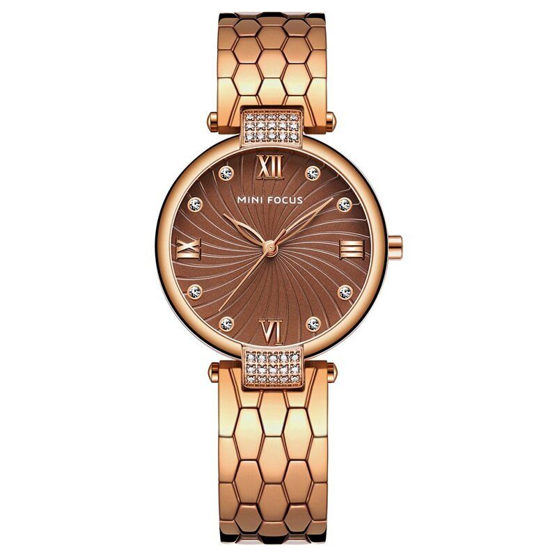 Mini Focus Mf0186 Reloj De Cuarzo Con Banda De Acero Completo Reloj De Pulsera De Cristal Para Mujer