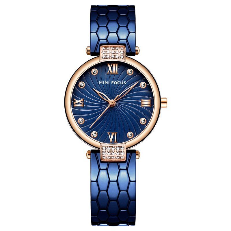 Mini Focus Mf0186 Reloj De Cuarzo Con Banda De Acero Completo Reloj De Pulsera De Cristal Para Mujer