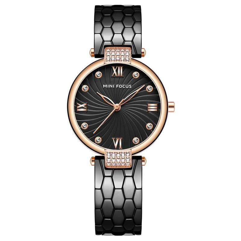 Mini Focus Mf0186 Reloj De Cuarzo Con Banda De Acero Completo Reloj De Pulsera De Cristal Para Mujer