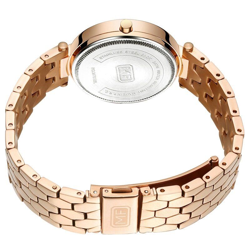 Mini Focus Mf0186 Reloj De Cuarzo Con Banda De Acero Completo Reloj De Pulsera De Cristal Para Mujer