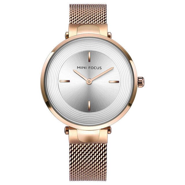 Mini Focus Mf0195l Reloj De Pulsera Para Mujer Con Pantalla De Esfera Única Relojes Casuales De Cuarzo De Acero Completo