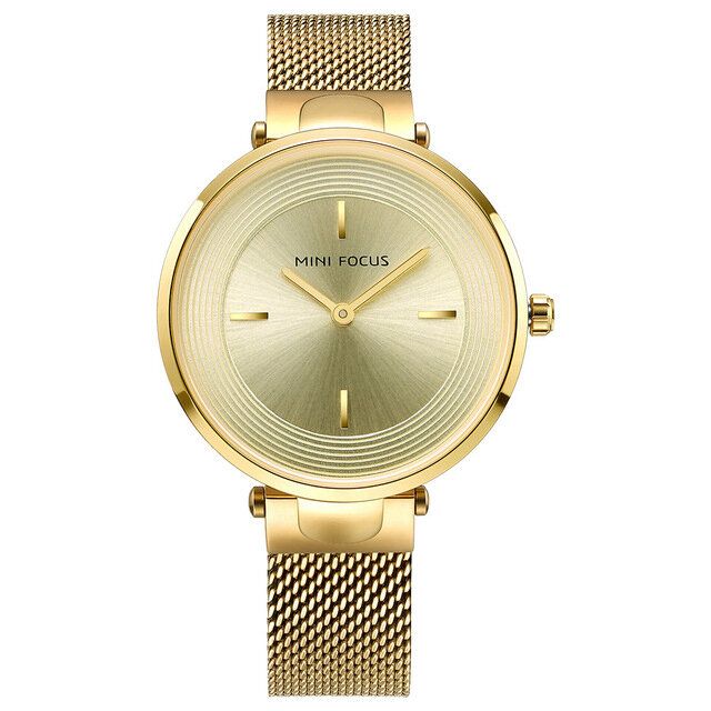 Mini Focus Mf0195l Reloj De Pulsera Para Mujer Con Pantalla De Esfera Única Relojes Casuales De Cuarzo De Acero Completo