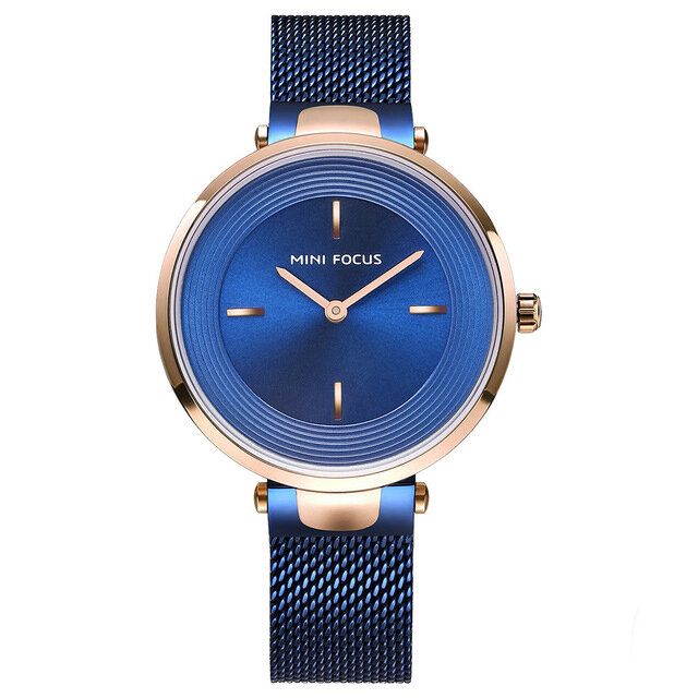 Mini Focus Mf0195l Reloj De Pulsera Para Mujer Con Pantalla De Esfera Única Relojes Casuales De Cuarzo De Acero Completo