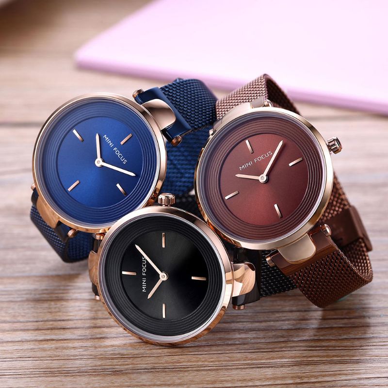 Mini Focus Mf0195l Reloj De Pulsera Para Mujer Con Pantalla De Esfera Única Relojes Casuales De Cuarzo De Acero Completo