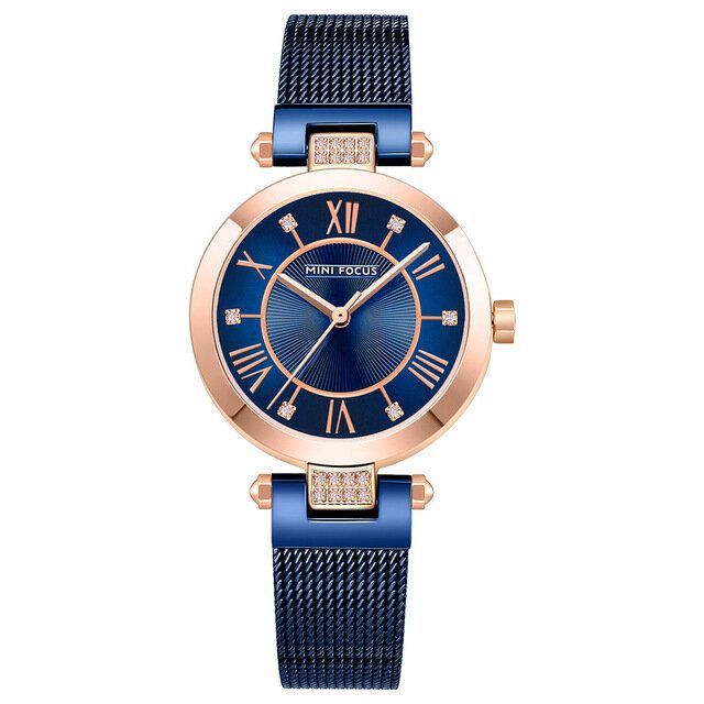 Mini Focus Mf0215l Casual Rome Number Design Reloj De Cuarzo De Acero De Malla Impermeable Reloj De Mujer