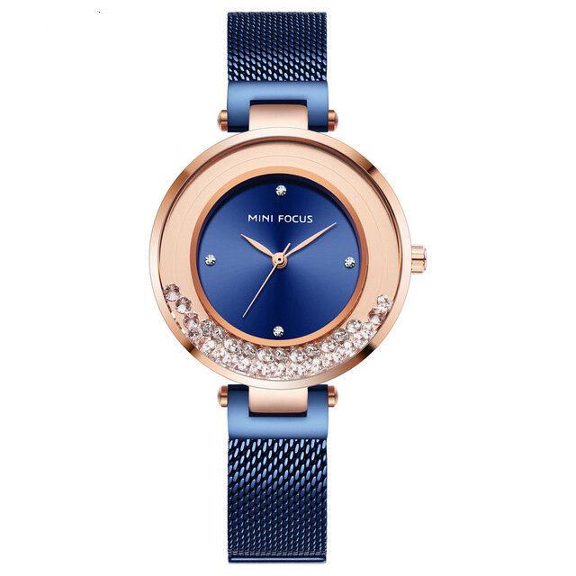 Mini Focus Mf0254l Correa De Malla Ultrafina Cristal Elegante Reloj De Cuarzo Para Mujer